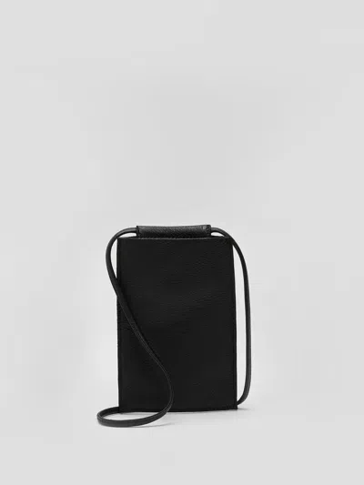 Eileen Fisher Grainy Italian Phone Pouch In Black