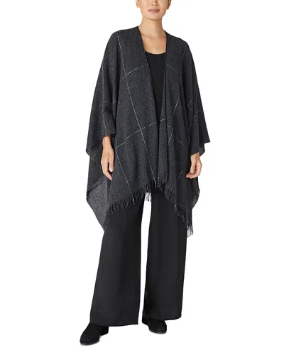 Eileen Fisher Grid Wrap In Charcoal