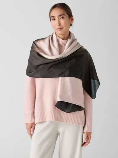 Eileen Fisher Hand-dyed Abstract Silk Scarf In Black