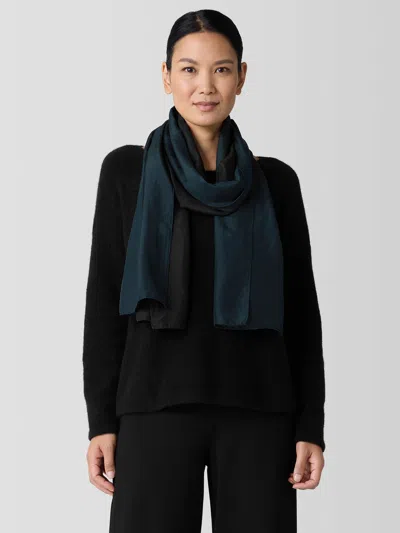 Eileen Fisher Hand-dyed Abstract Silk Scarf In Blue