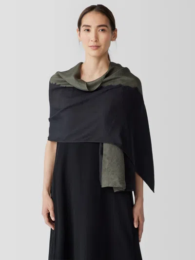 Eileen Fisher Hand-dyed Abstract Silk Scarf In Black