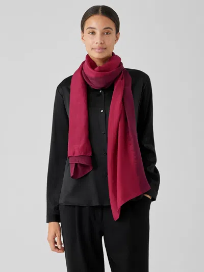 Eileen Fisher Hand-dyed Abstract Silk Scarf In Burgundy