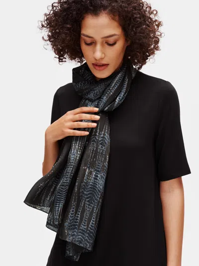 Eileen Fisher Hand-dyed Silk Scarf In Blue