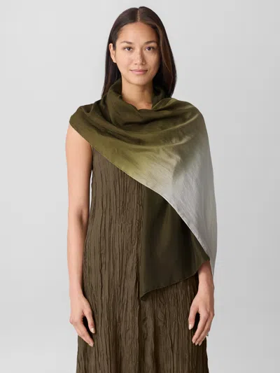 Eileen Fisher Hand-dyed Silk Scarf In Green