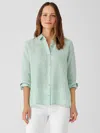 Eileen Fisher Handkerchief Linen Classic Collar Shirt In Green