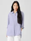 Eileen Fisher Handkerchief Linen Classic Collar Shirt In Blue