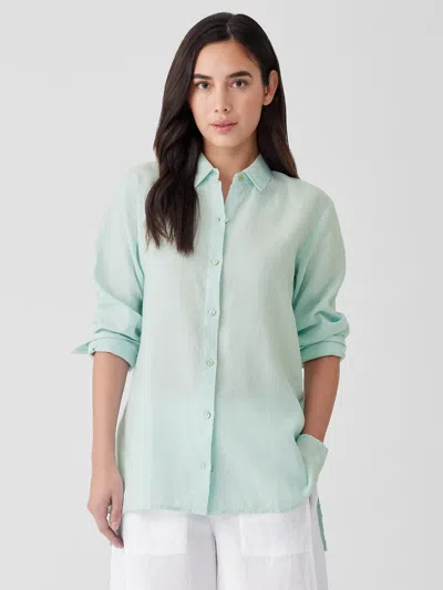 Eileen Fisher Handkerchief Linen Classic Collar Shirt In Blue