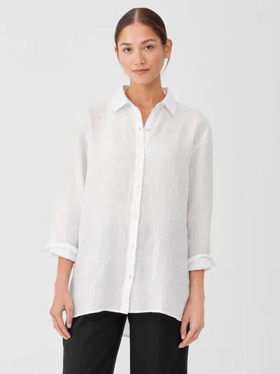 Eileen Fisher Handkerchief Linen Classic Collar Shirt In Clearwater
