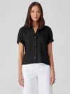Eileen Fisher Handkerchief Linen Notch Collar Shirt In Black