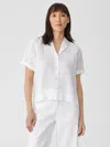 Eileen Fisher Handkerchief Linen Notch Collar Shirt In White