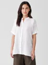 Eileen Fisher Handkerchief Linen Short-sleeve Long Shirt In White