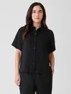 Eileen Fisher Handkerchief Linen Short-sleeve Shirt In Black