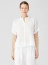 Eileen Fisher Handkerchief Linen Short-sleeve Shirt In White