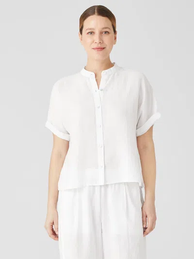 Eileen Fisher Handkerchief Linen Short-sleeve Shirt In White