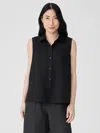 Eileen Fisher Handkerchief Linen Sleeveless Shirt In Black