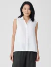 Eileen Fisher Handkerchief Linen Sleeveless Shirt In White