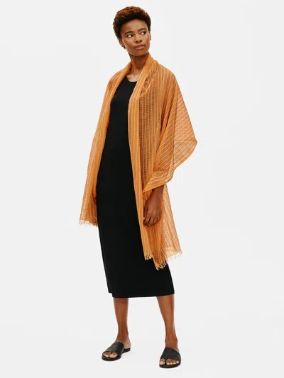 Eileen Fisher Handwoven Organic Cotton Grid Scarf In Yellow