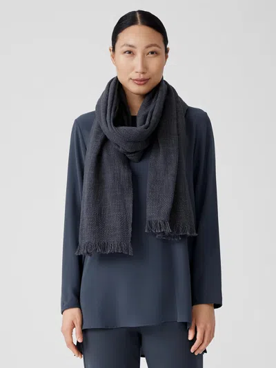 Eileen Fisher Handwoven Organic Cotton Scarf In Blue