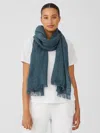 Eileen Fisher Handwoven Organic Cotton Scarf In Green