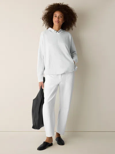 Eileen Fisher Heathered Fleece Hooded Long Top In Gray