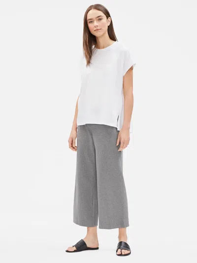 Eileen Fisher Heathered Organic Cotton Jersey Wide Cropped Pant In Gray