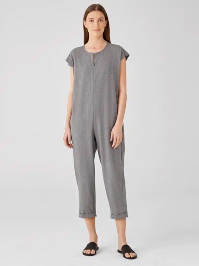 Eileen Fisher Heathered Organic Cotton Jumpsuit In Gray