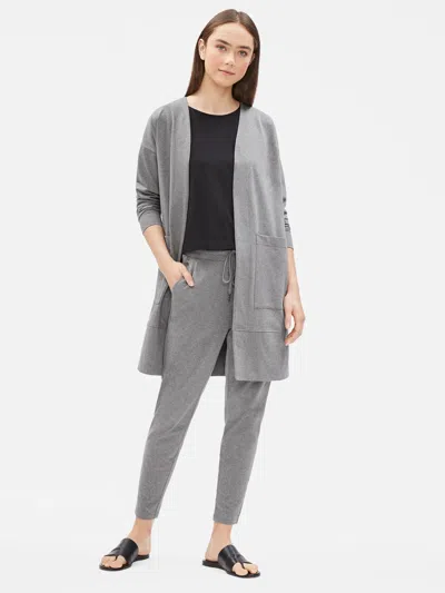 Eileen Fisher Heathered Organic Cotton Long Jacket In Gray