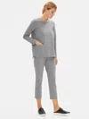 Eileen Fisher Heathered Organic Cotton Slim Pant With Zipper Slits In Gray