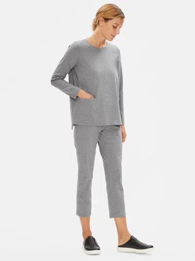Eileen Fisher Heathered Organic Cotton Slim Pant With Zipper Slits In Gray