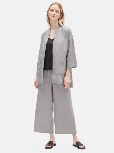 Eileen Fisher Heavy Organic Linen 3/4-sleeve Jacket In Gray