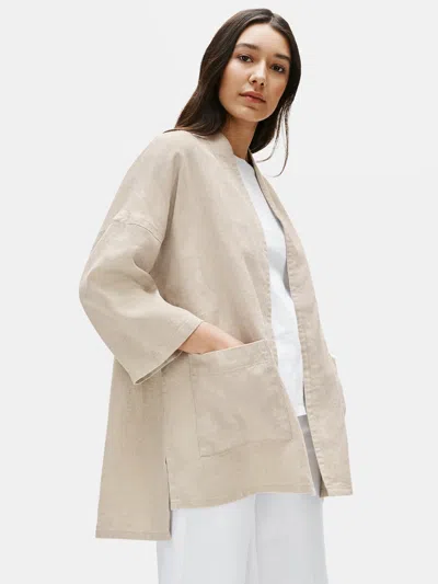 Eileen Fisher Heavy Organic Linen 3/4-sleeve Jacket In Neutral