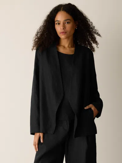 Eileen Fisher Heavy Organic Linen Angled Jacket In Black