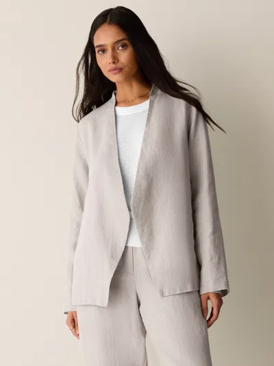 Eileen Fisher Heavy Organic Linen Angled Jacket In Undyed Natural