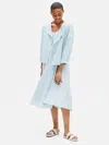 Eileen Fisher Heavy Organic Linen Drape Front Jacket In Blue