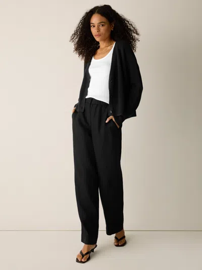 Eileen Fisher Heavy Organic Linen Full-length Straight Trouser In Black