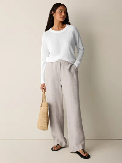 Eileen Fisher Heavy Organic Linen Full-length Straight Trouser In Undyed Natural