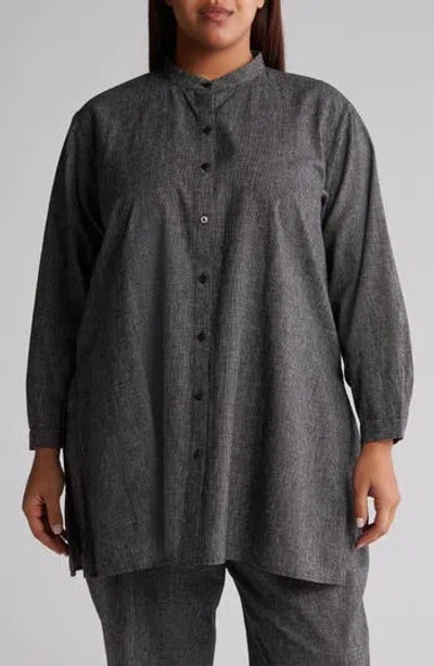 Eileen Fisher Hemp & Organic Cotton Button-up Shirt In Gray