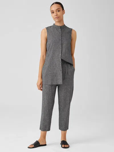 Eileen Fisher Hemp Cotton Grid Tapered Pant In Multi