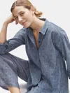 Eileen Fisher Hemp Organic Cotton Chambray Shirt In Blue