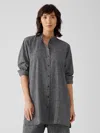 Eileen Fisher Hemp Organic Cotton Grid Long Shirt In Gray
