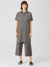 Eileen Fisher Hemp Organic Cotton Grid Shirtdress In Gray