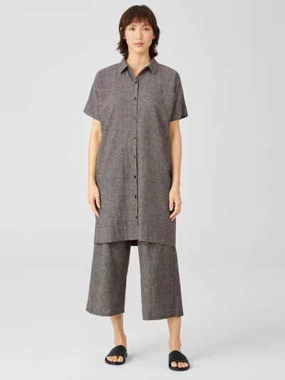 Eileen Fisher Hemp Organic Cotton Grid Shirtdress In Gray