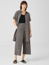 Eileen Fisher Hemp Organic Cotton Grid Wide-leg Pant In Gray
