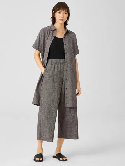 Eileen Fisher Hemp Organic Cotton Grid Wide-leg Pant In Gray