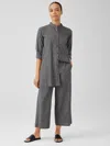 Eileen Fisher Hemp Organic Cotton Grid Wide-leg Pant In Gray