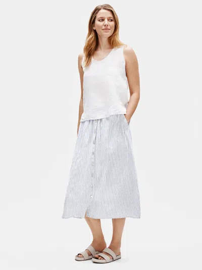 Eileen Fisher Hemp Organic Cotton Striped Skirt In Blue