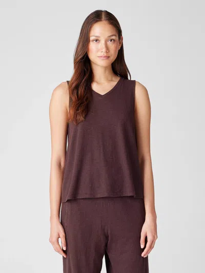 Eileen Fisher Hemp Organic Cotton Twist V-neck Tank In Purple