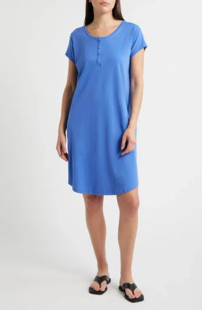 Eileen Fisher Henley Organic Cotton Dress In Blue