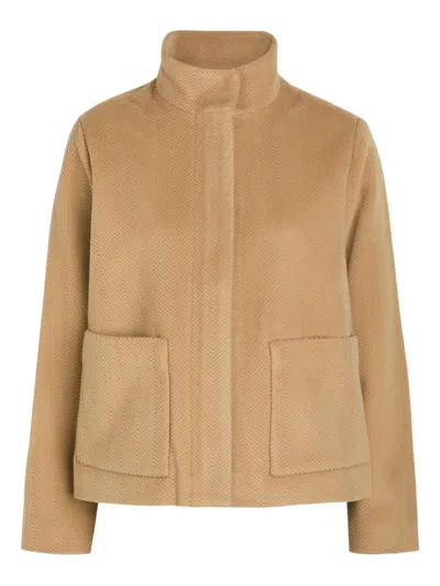 Eileen Fisher Herringbone Pocket Jacket In Brown