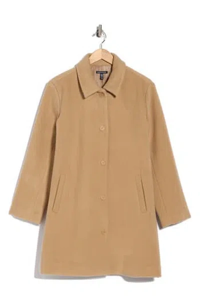 Eileen Fisher Herringbone Wool Coat In Brown